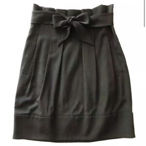 NWOT - BCBG Wool Stella High Waist, Paperbag Waist Skirt, Pintuck Pleats Pockets